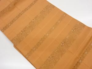 格子に横段・花葉・花菱模様織出し名古屋帯